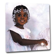 Young girl on hobby horse